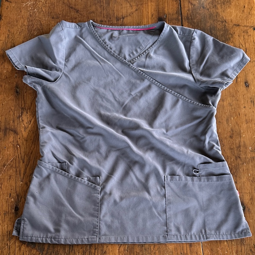 Urbane Gray Crossover V-Neck Scrub Top